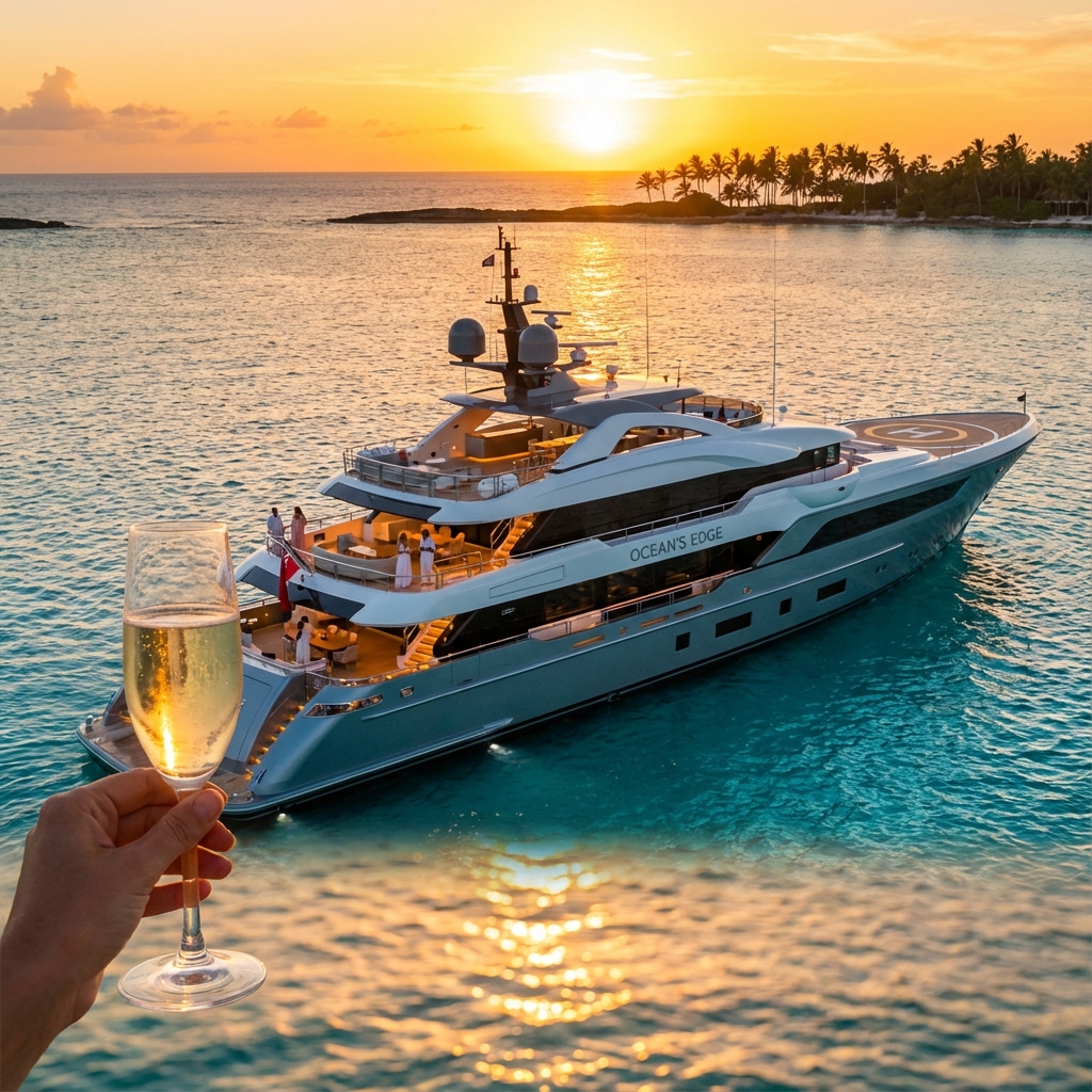 Luxury Yacht Sunset Cancun