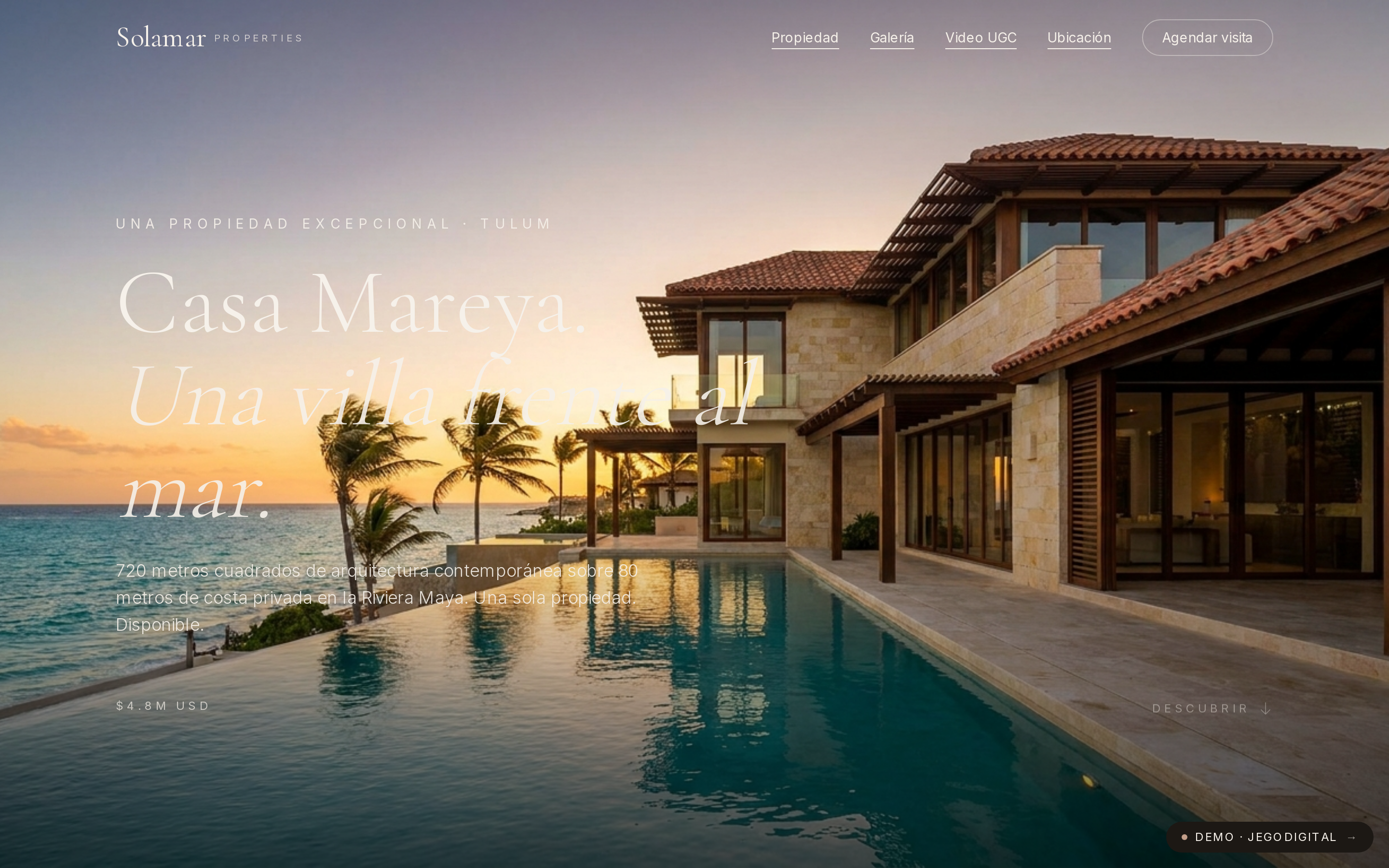 Demo de sitio web inmobiliario premium creado por JegoDigital