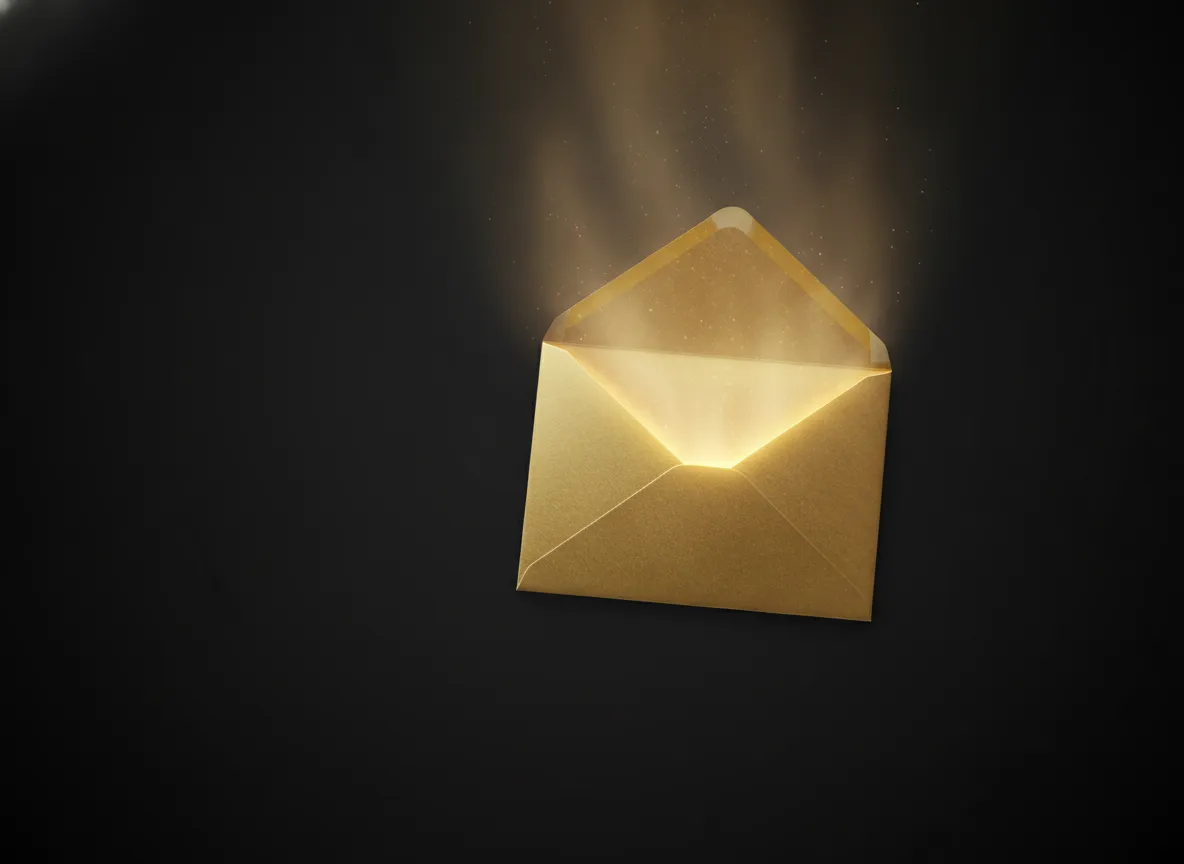 Sobre dorado abriendose con luz en su interior