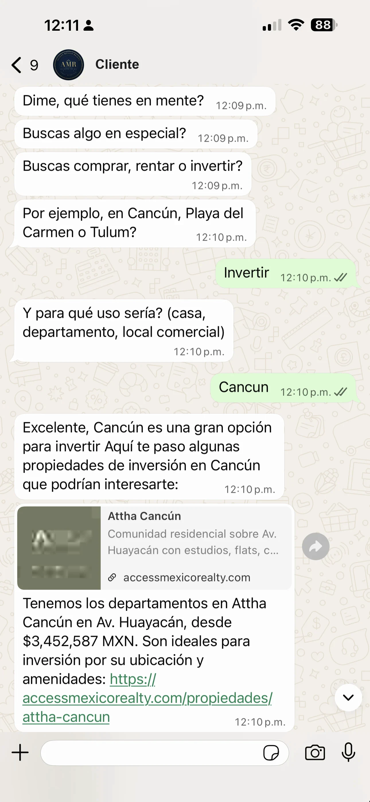 Access Mexico Realty WhatsApp AI qualifying buyer