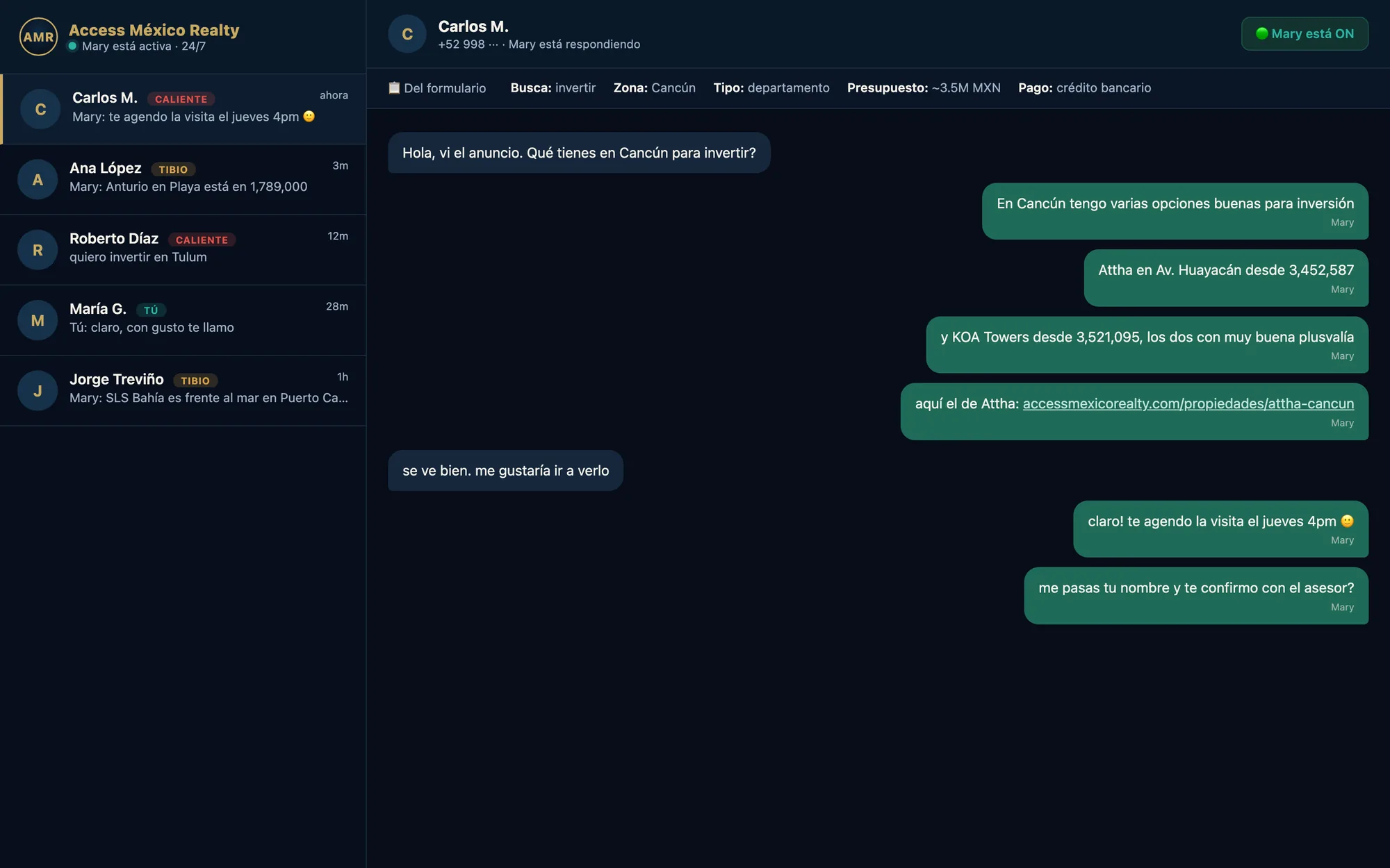 Shared AI inbox handling real estate conversations