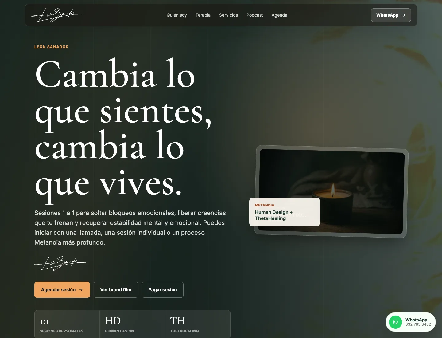 León Sanador homepage