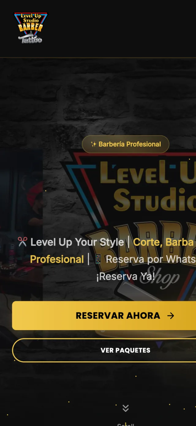 Level Up Studio Barber mobile website preview