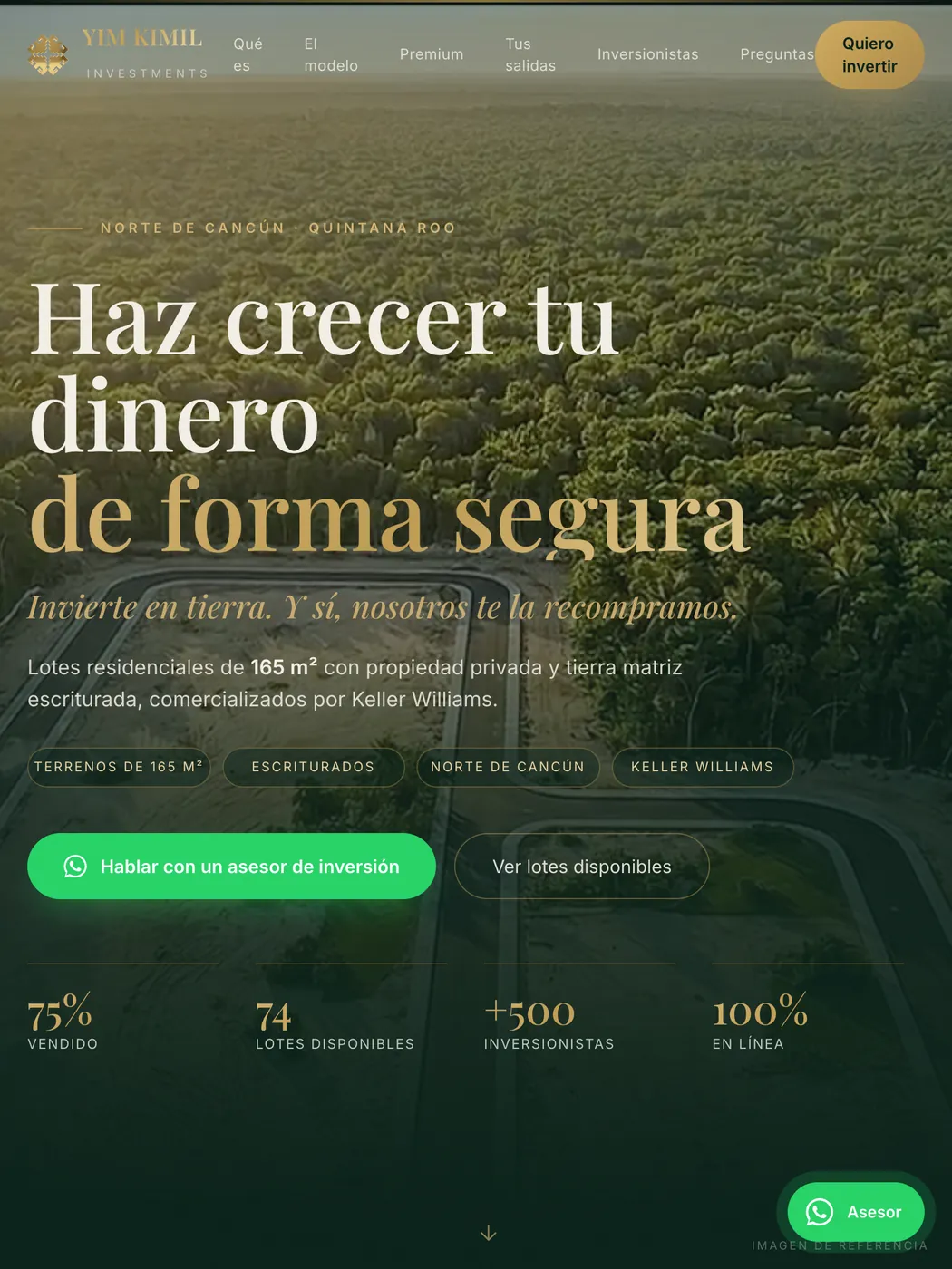 Sitio de Yim Kimil Investments en tablet